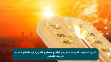 شديد الحرارة.. الأرصاد تحذر من ارتفاع مستوى الحرارة في مناطق محددة الأربعاء المقبل
